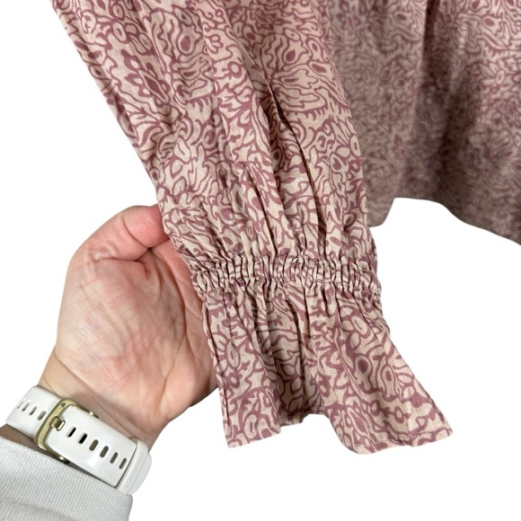 Anna Sui x Uniqlo Peasant Boho Printed Bishop Sleeve Blouse Mauve Size XS - Picture 4 of 11